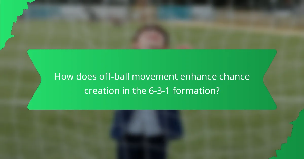 How does off-ball movement enhance chance creation in the 6-3-1 formation?